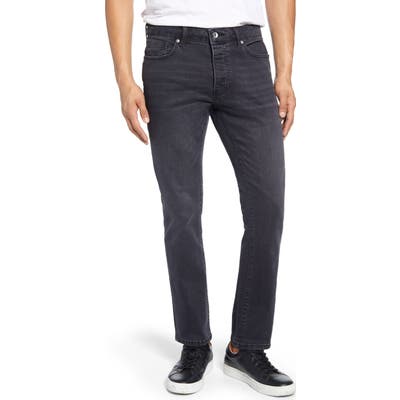 Topman Washed Black Slim Fit Jeans, Black