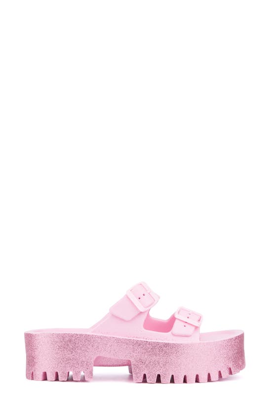 Shop Olivia Miller Sparkles Plaform Slide Sandal In Pink