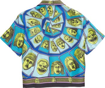 Versace - Boys Blue Le Maschere Print Silk Shirt