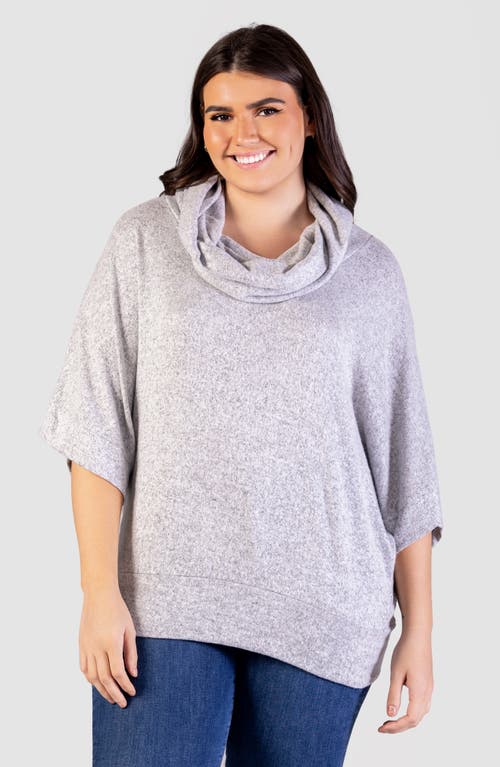 24seven Comfort Apparel Plus Size Cowl Neck Dolman Sleeve Top In Grey