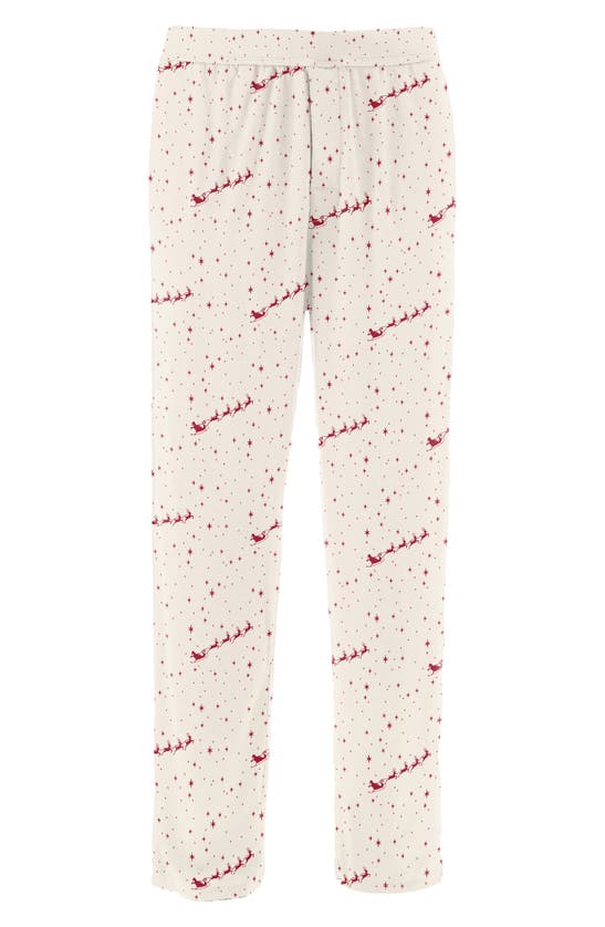 Kickee Pants Print Pajama Pants In Natural Flying Santa