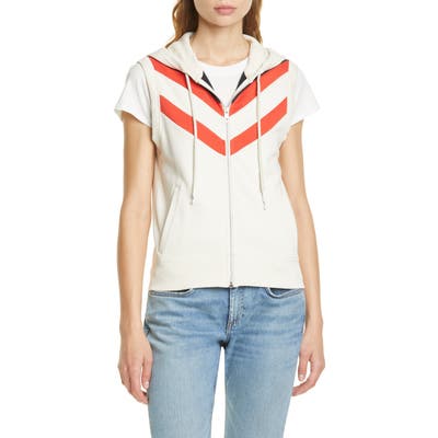 Rag & Bone Colorblock Chevron Hooded Zip Vest, White