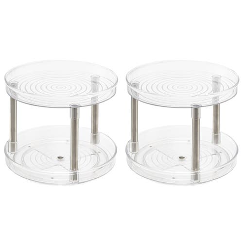 mDesign Spinning 2-Tier Lazy Susan Turntable Storage Tower - 2 Pack in Clear at Nordstrom