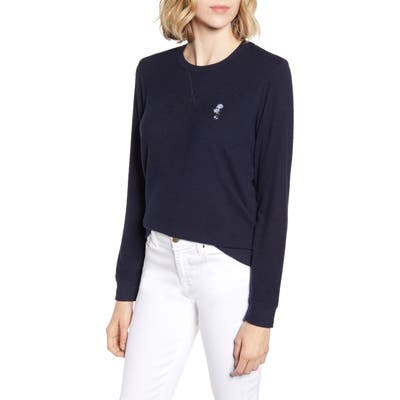 Lucky Brand Flower Embroidered Sweatshirt, Blue