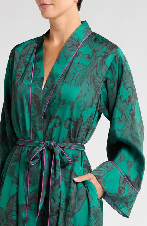 Shop Kilo Brava Print Short Robe In Emerald Damask