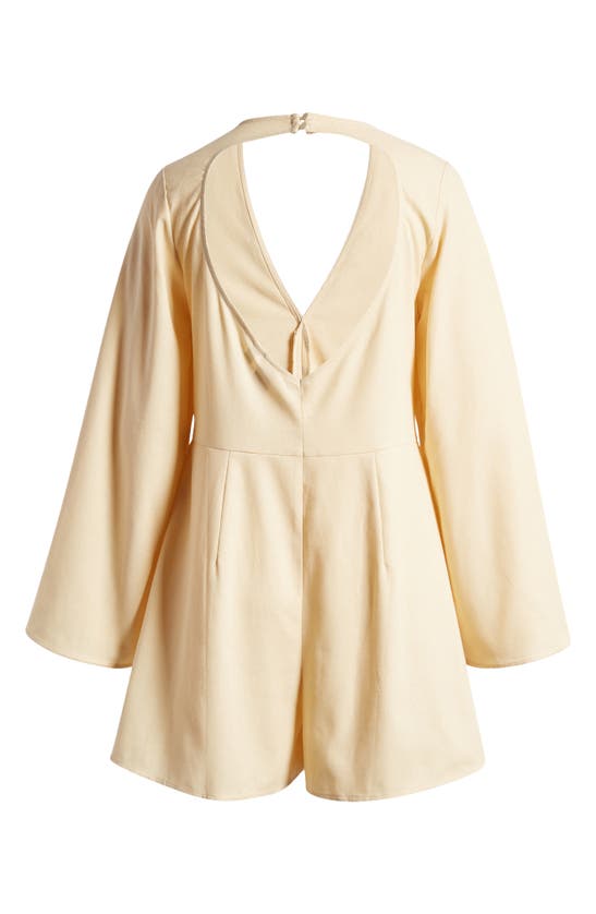 Shop Something New Emily Long Sleeve Wide Leg Romper In Marzipan