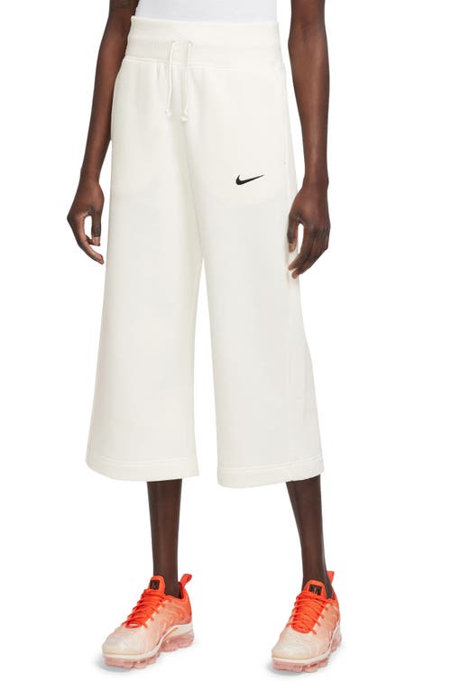 Shop Nike Sportswear Phoenix High Waist Fleece Crop Sweatpants In Sail/black