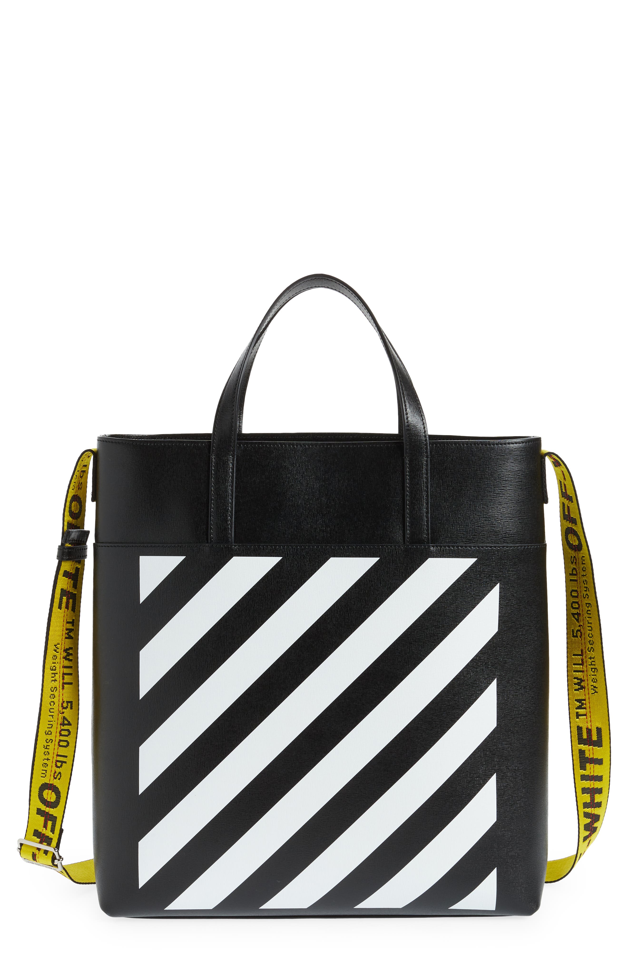 OFF-WHITE Diag canvas-trimmed cutout leather bucket bag