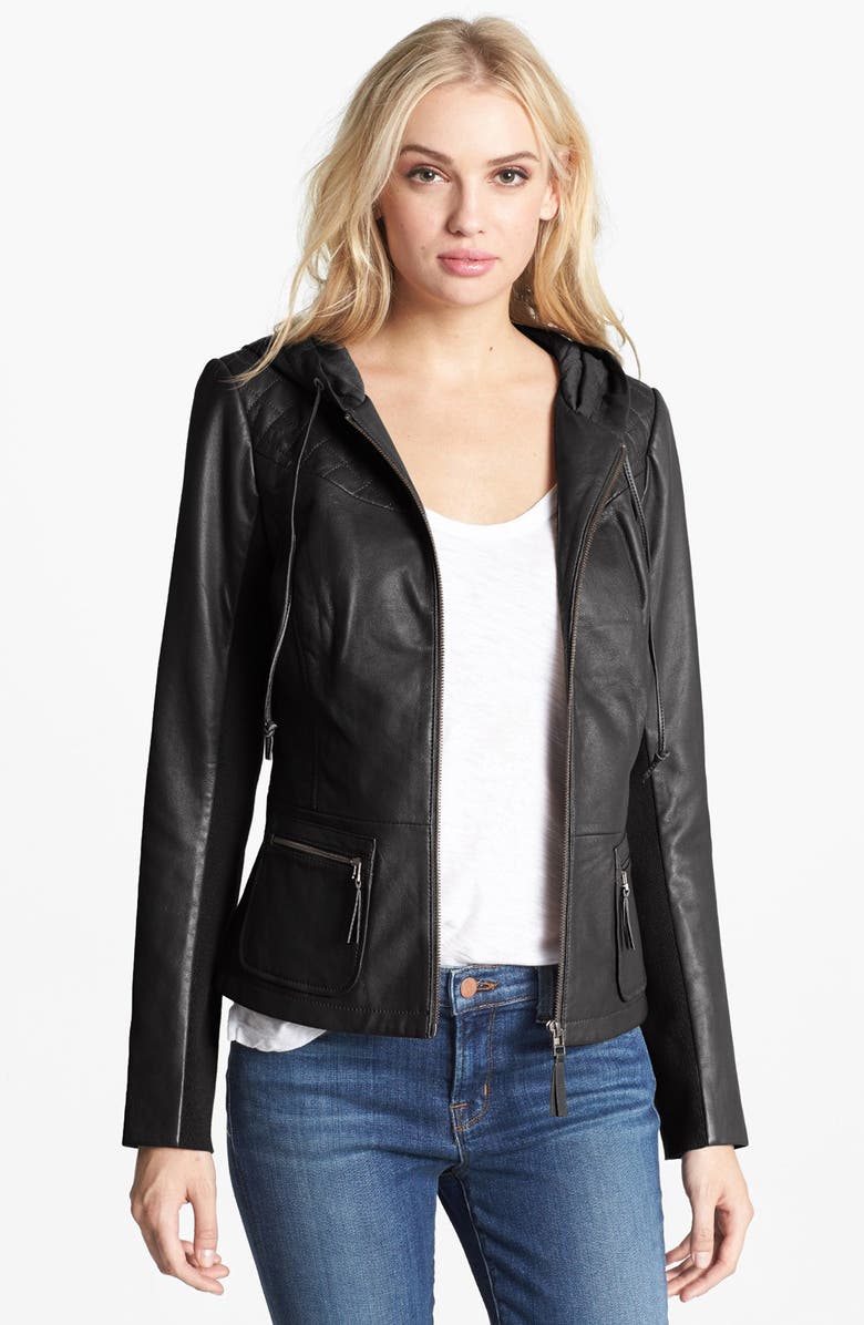 Hinge® Hooded Leather Jacket | Nordstrom