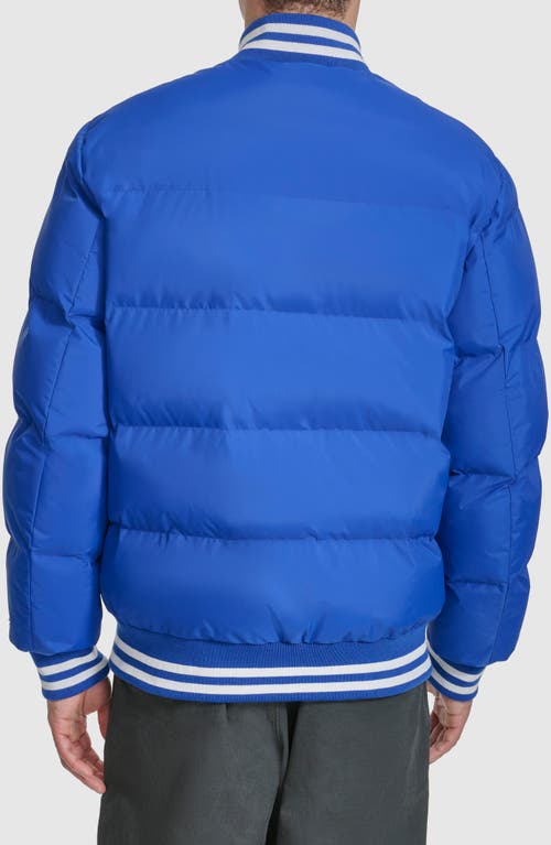 Champion Varsity Quilted Bomber Jacket In Surf The Web