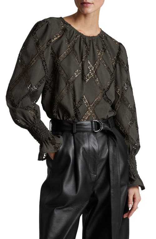 & Other Stories Lace Trim Top Grey Dark at Nordstrom,