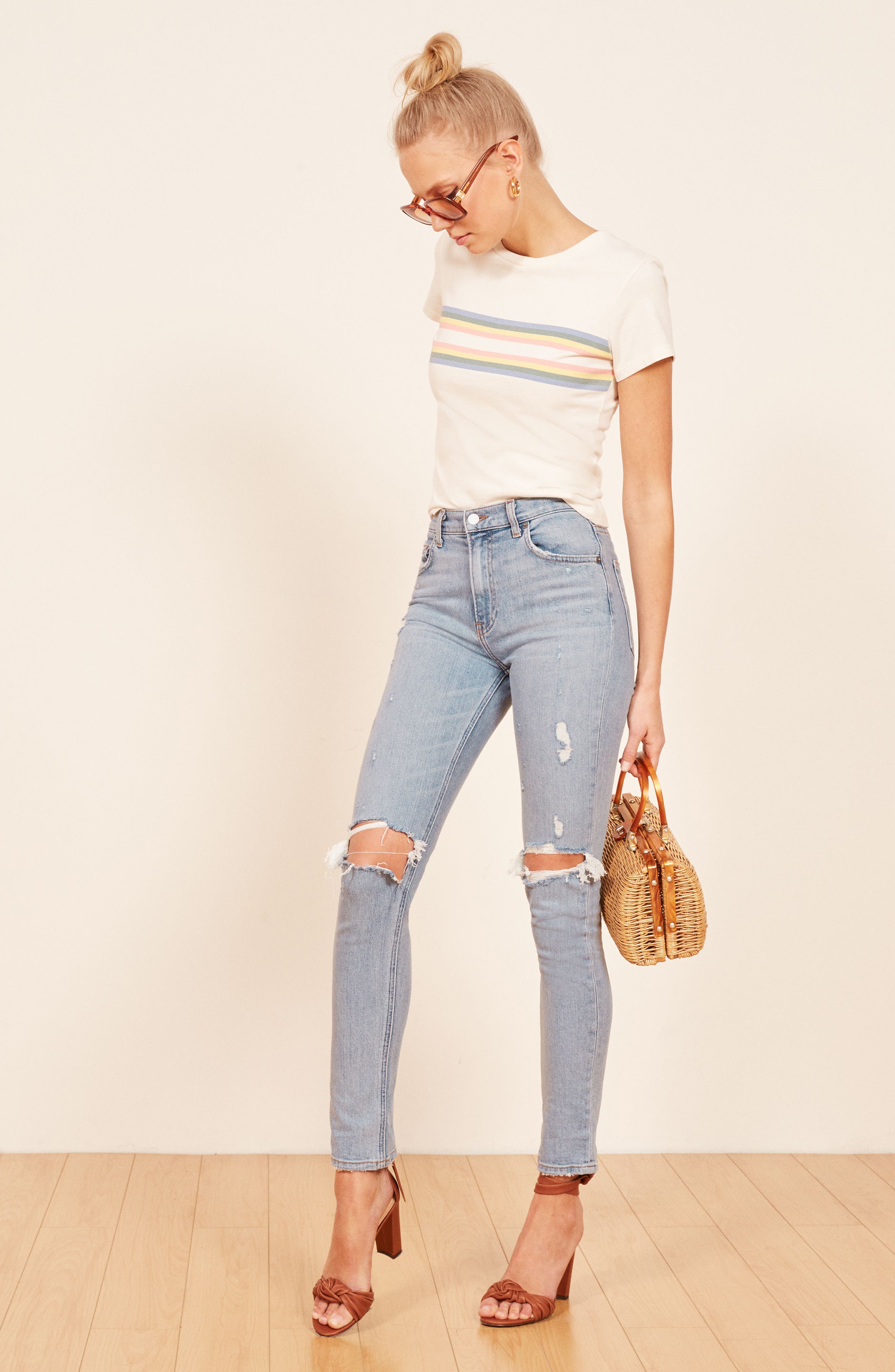 reformation high and skinny jeans