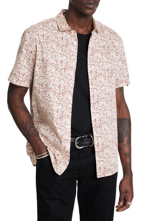 Sean Short Sleeve Button-Up Shirt in Cranberry
