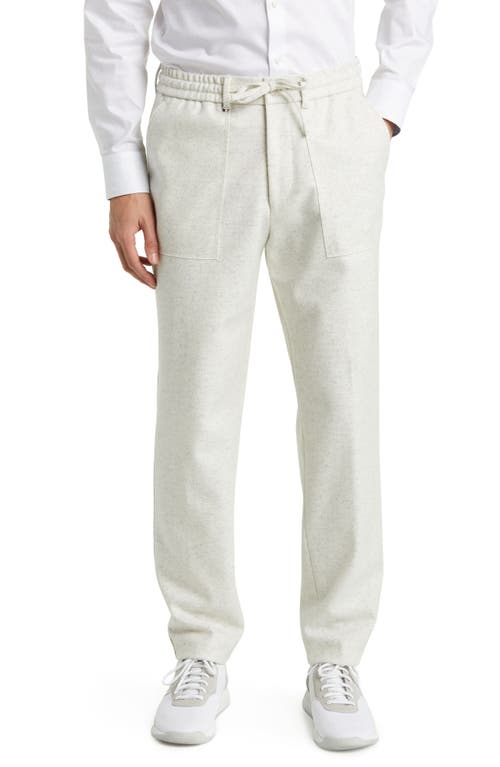 BOSS Perin Drawstring Wool Blend Pants Open White at Nordstrom,