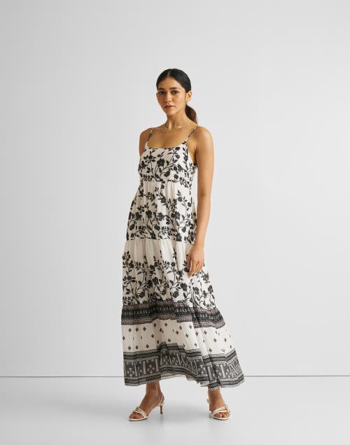 Reistor Strappy Tiered Maxi Dress In Vines And Twirls Black