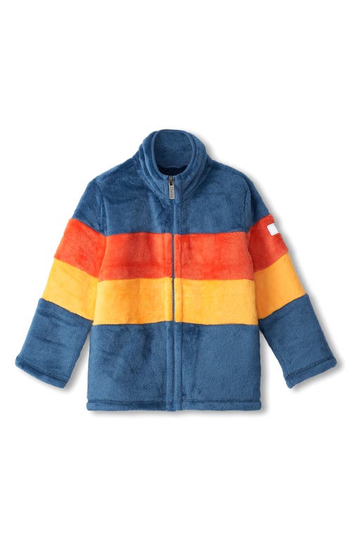 Shop Hatley Kids' Koi Colorblock Fleeze Zip Jacket In Ensign Blue