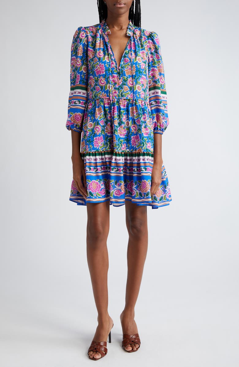 Veronica Beard Hawken Mixed Floral Silk Minidress | Nordstrom