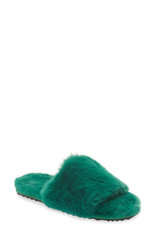 Diana Faux Fur Slide Slipper in Verdant Green