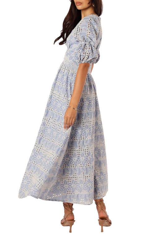 Petal And Pup Petal & Pup Tani Eyelet Puff Sleeve Cotton Blend Maxi Dress In Gray