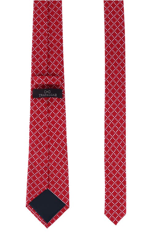Trafalgar Rowan Geo Pattern Silk Tie In Red