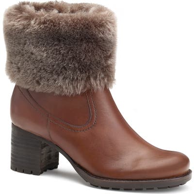 Trask Myrah Genuine Shearling Waterproof Bootie, Brown