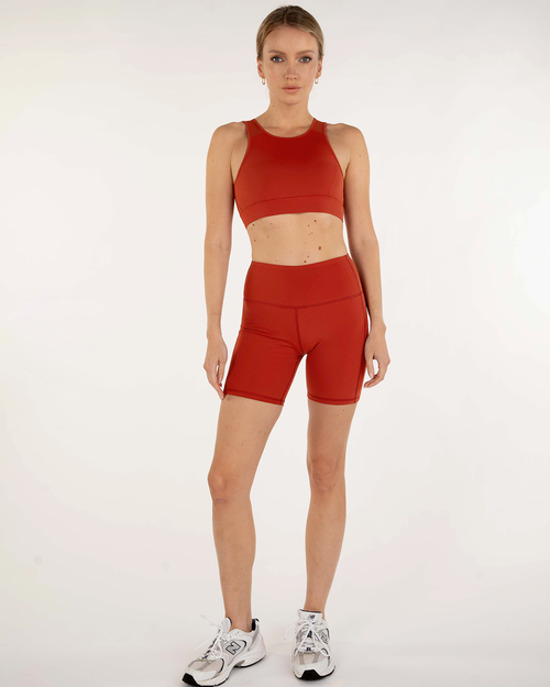 Shop Rebody Active Incline Silkiflex High Waist Biker Short 6" In Mars Red