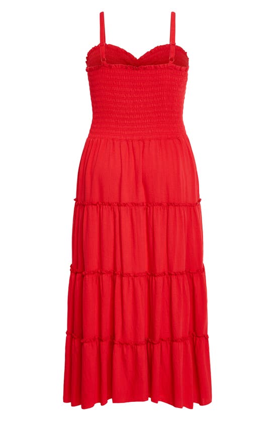 Shop City Chic Alisa Smocked Sleeveless Maxi Dress In Tango Red