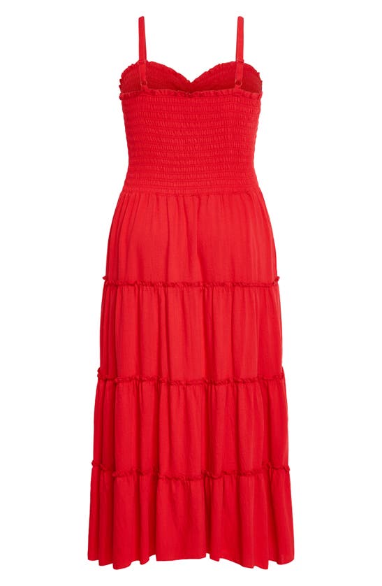 Shop City Chic Alisa Smocked Sleeveless Maxi Dress In Tango Red