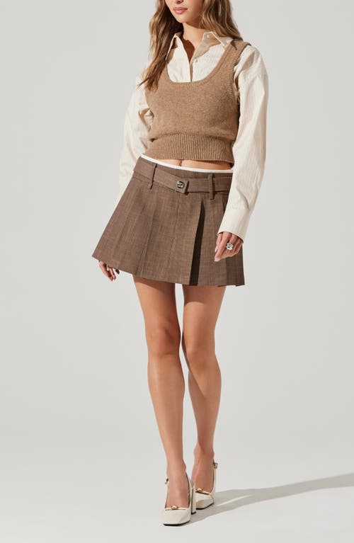 Astr The Label Eirwen Pleat Miniskirt In Brown