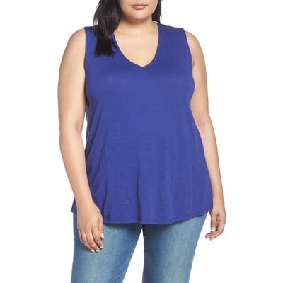 Plus Size Gibson X Hi Sugarplum! Malibu Embroidered Racerback Tank Top, Blue (Plus Size) (Nordstrom Exclusive)