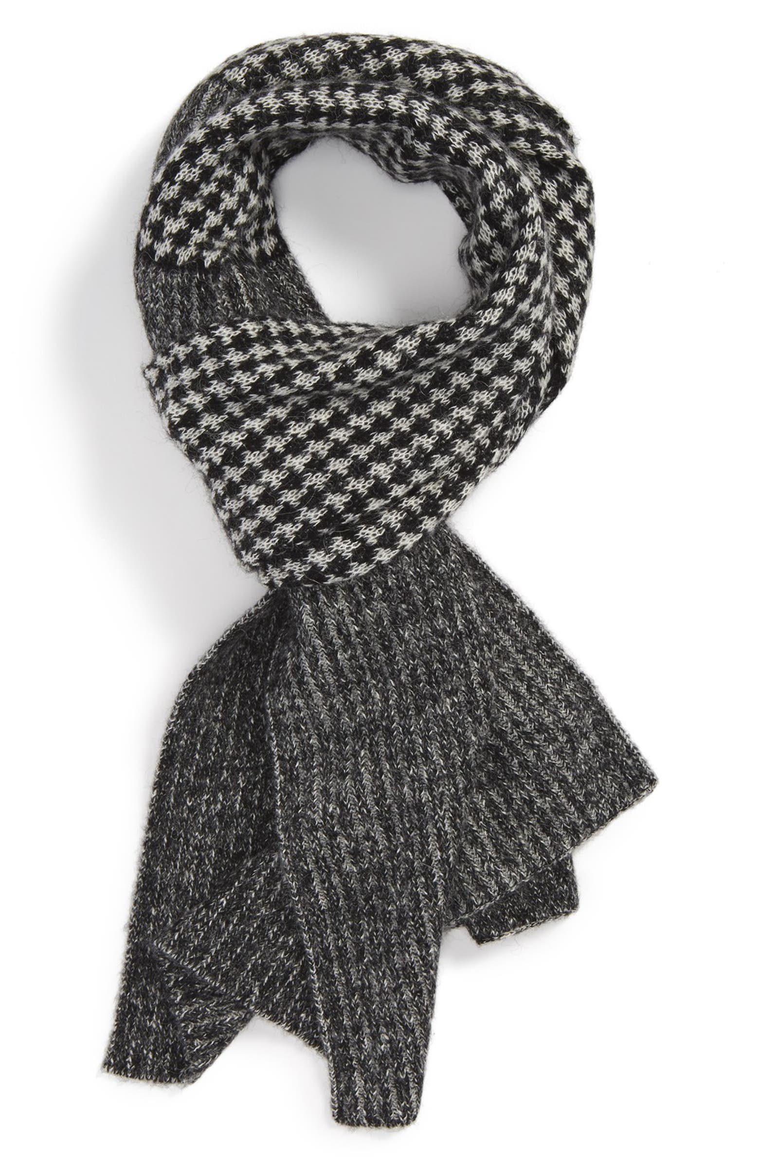 The Kooples Houndstooth Rib Knit Scarf | Nordstrom