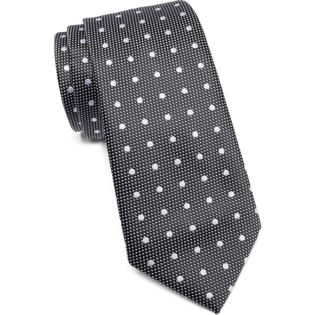 Tom Baine Polka Dot Satin Tie In Black