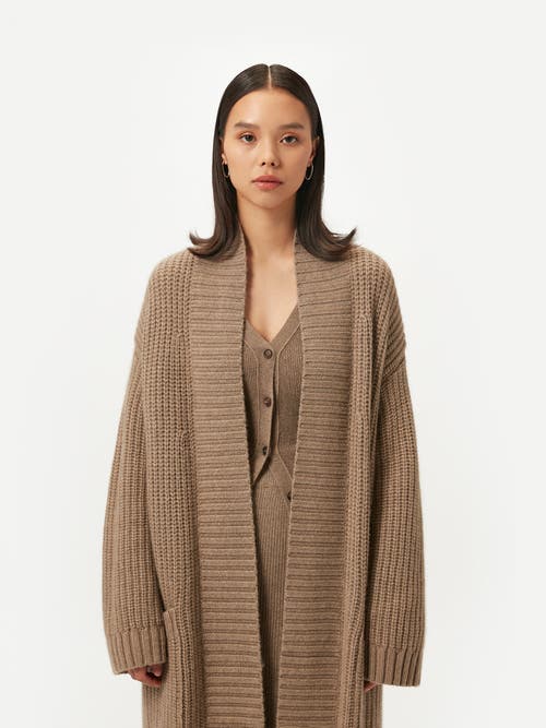 Gobi Mongolian Cashmere Organic Color Open-front Cashmere Cardigan In Taupe
