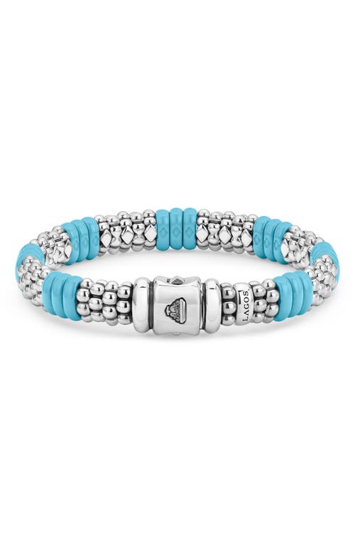 Shop Lagos Blue Caviar Ceramic Rope Bracelet In Silver/blue