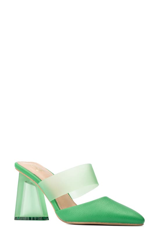 New York And Company Winifred Heeled Mule In Green