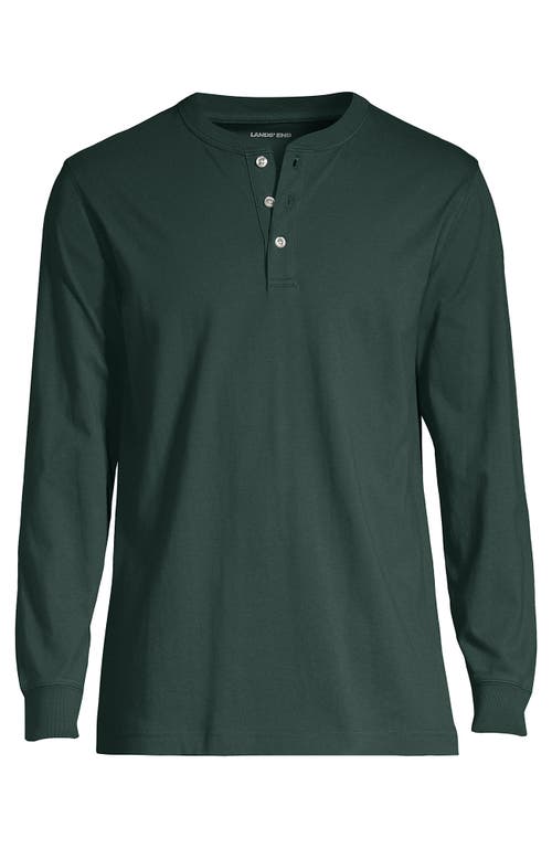 Shop Lands' End Super-t Long Sleeve Henley Shirt In Deep Woodland Green