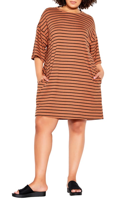 CITY CHIC COASTAL STRIPE COTTON T-SHIRT DRESS