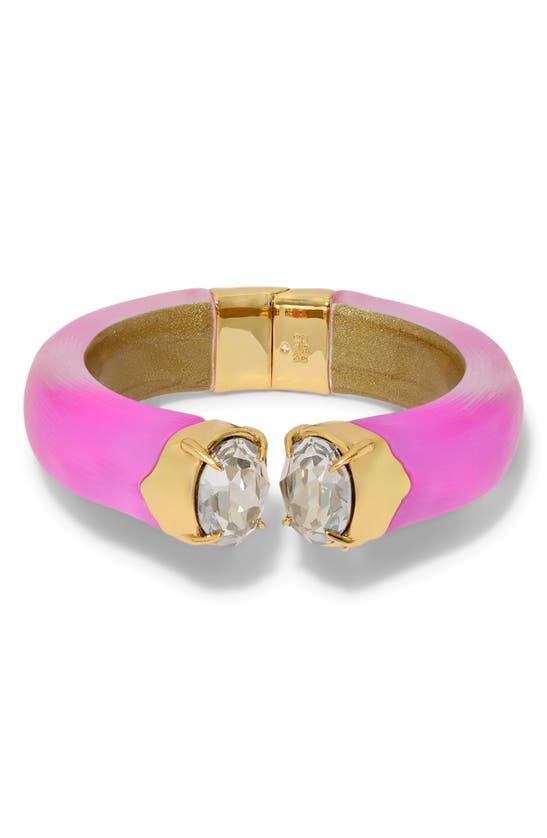 Shop Alexis Bittar Bonbon Crystal Lucite® Hinged Bracelet In Azalea