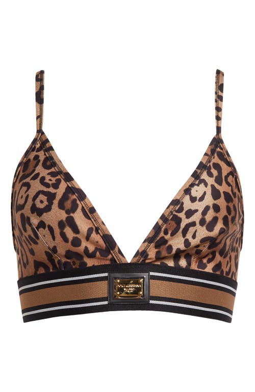 DOLCE & GABBANA DOLCE&GABBANA LEOPARD PRINT LOGO BRA TOP