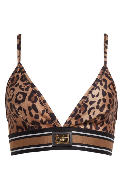 Shop Dolce & Gabbana Dolce&gabbana Leopard Print Logo Bra Top