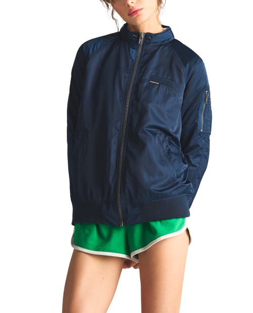 Shop Members Only Women Satin Bomber Jacket In Navy