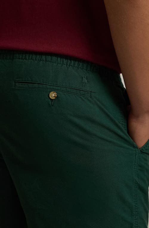 Shop Polo Ralph Lauren Classic Fit Flat Front Elastic Waist Chino Shorts In Moss Agate