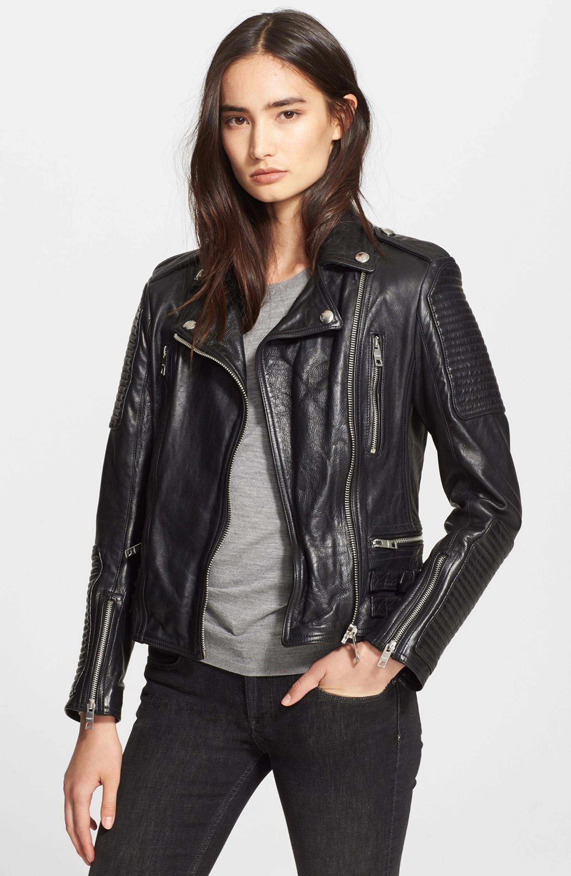 Burberry Brit 'Mossfield' Leather Moto Jacket | Nordstrom