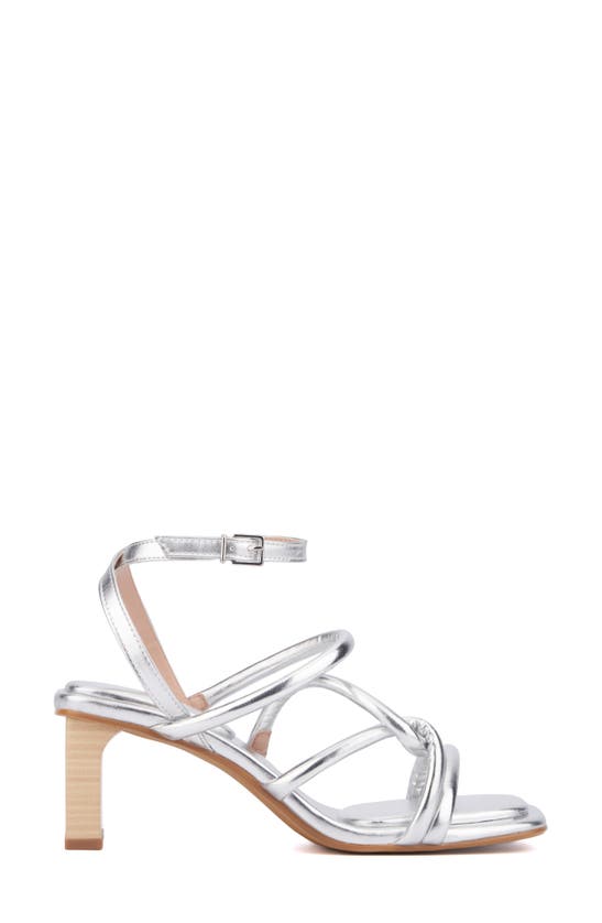 Fashion To Figure Ohara Strappy Block Heel Sandal In Silver