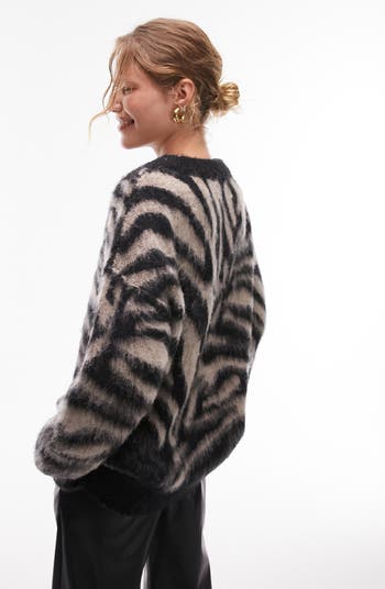 Free People Zebra Yarn Textured Sweater Jacket M