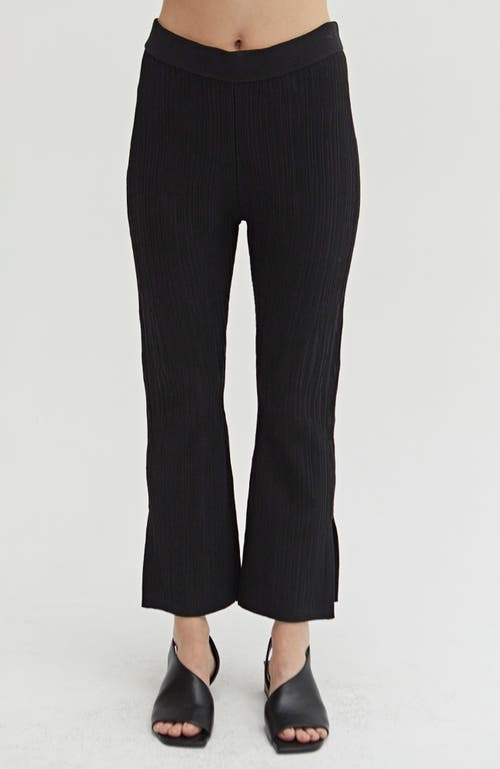 Shop Crescent Textured Cropped Knit Pants In Black