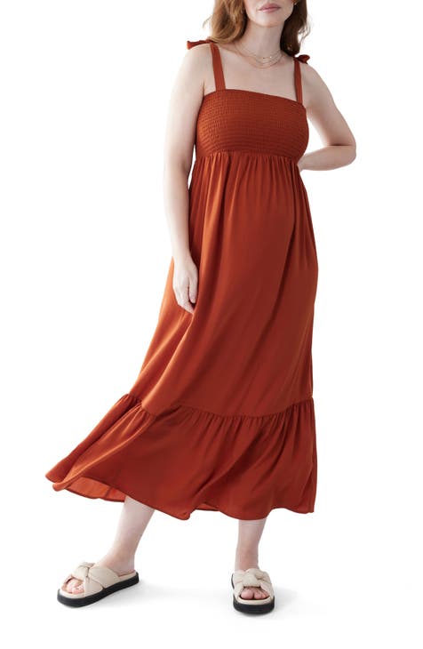 Maternity Short Dress with Free Mask (Orange)