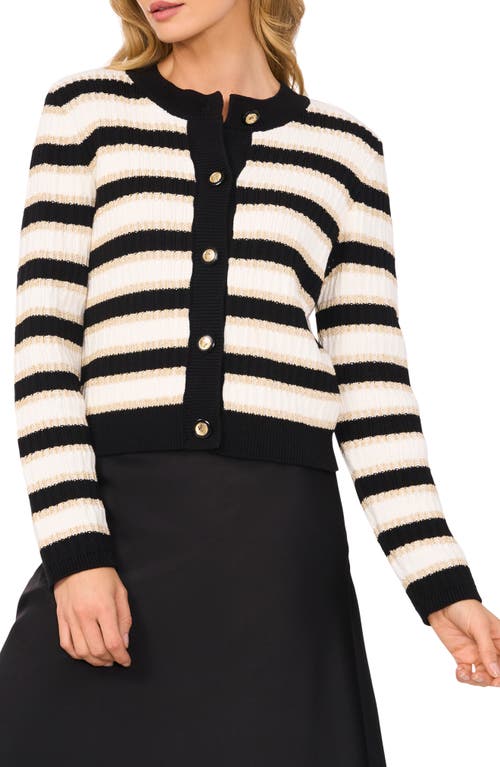Cece Women's Striped Cardigan In Rich Black