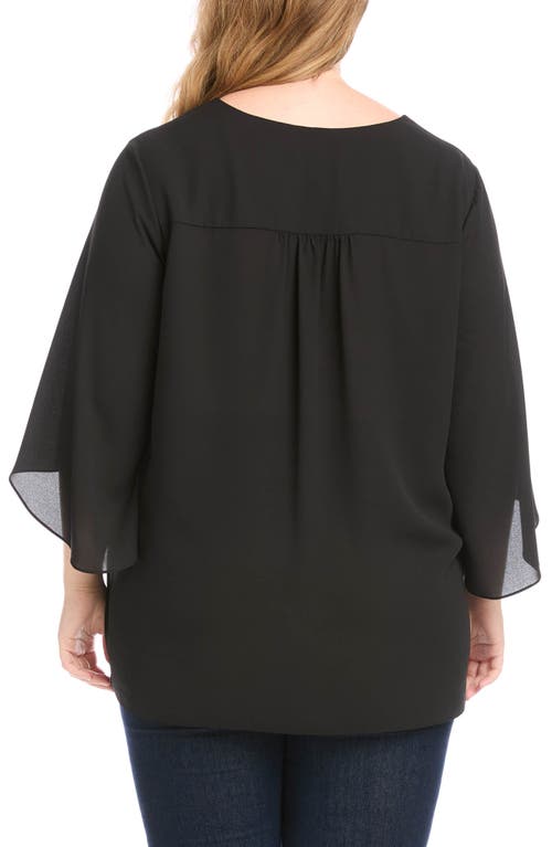 Karen Kane Asymmetrical Wrap Hem Top In Black