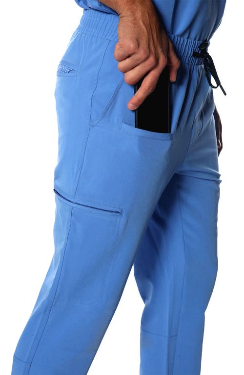 Shop Members Only Hampton Open Bottom Scrub Pants In Ceil Blue